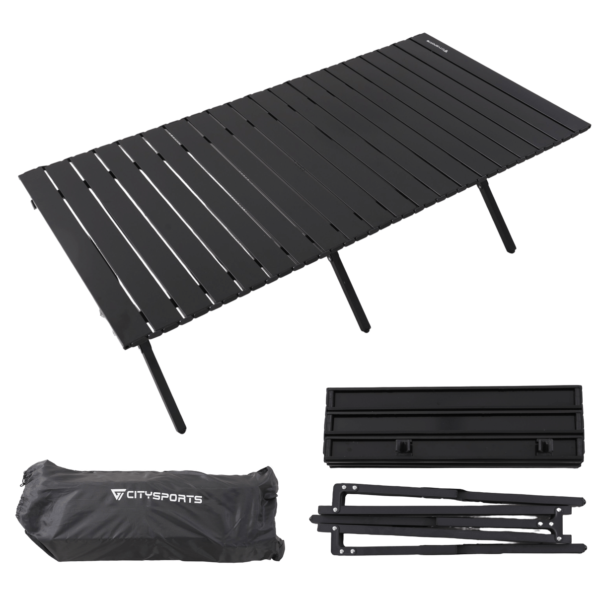 CITYSPORTS DJZ01 Folding Camping Table 120×60 cm – Black, 150 kg Load